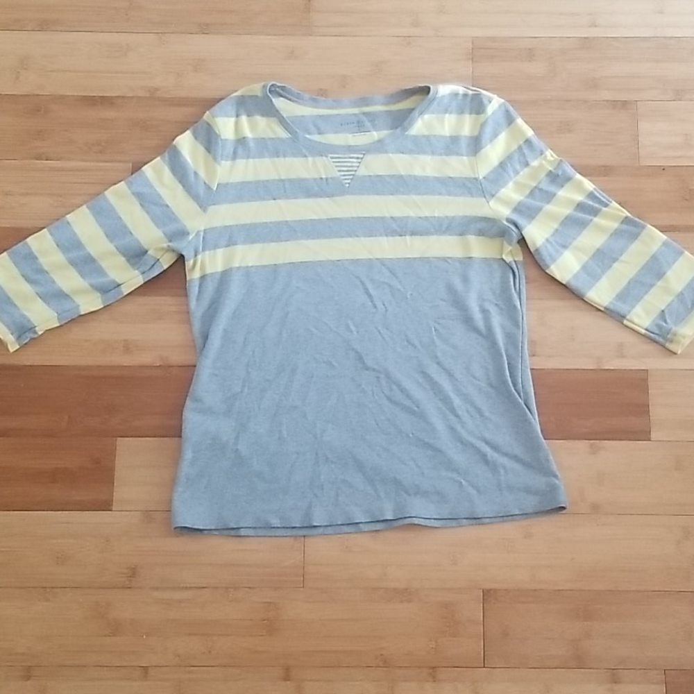 KAREN SCOTT Gray and Yellow Sweater